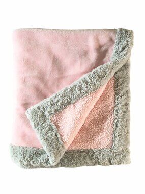 Little Me Gray Swirls Trim Sherpa Pink Soft Baby Security Blanket 30" X 37"